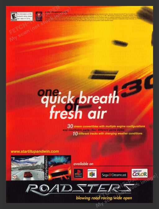 2000 Roadsters "One quick breath of fresh air" Video Game Print Advertisement