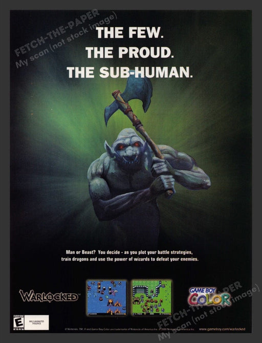 2000 Warlocked Gameboy Color Video Game Print Advertisement