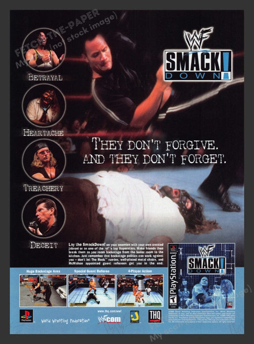 2000 WWF Smack Down The Rock Video Game Print Advertisement Fetch the Paper!