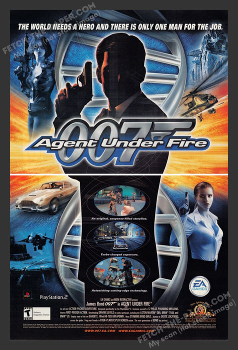 2002 Print Advertisement 2 Page 007 Agent Under Fire Video Game Ad.