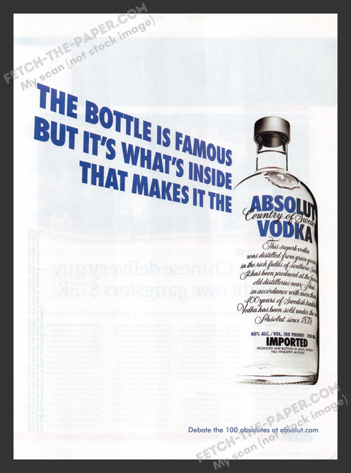 2006 Print Advertisement Absolut Vodka Bottle Alcohol Ad.