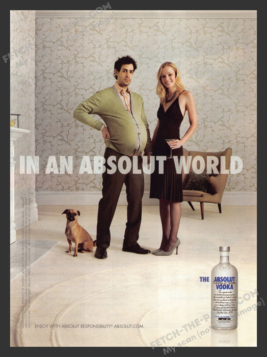 2007 Print Advertisement Absolut Vodka Pregnant Man Alcohol Ad.