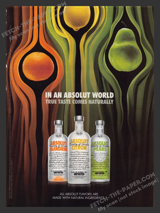 2008 Print Advertisement Absolut World Flavors Pears Citron Mandrin Alcohol Ad.