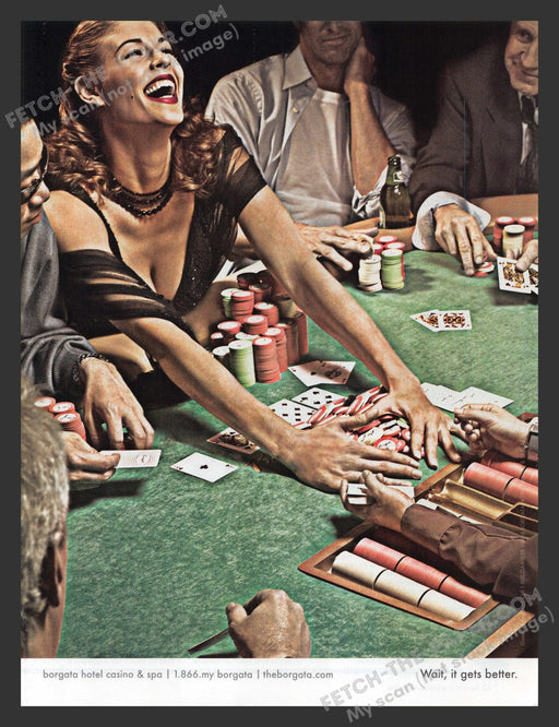 2006 Print Advertisement Borgata Hotel Casino & Spa Woman Playing Poker Ad.