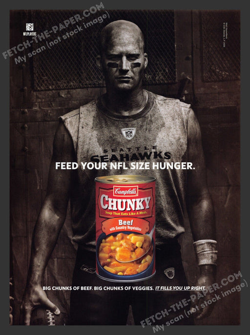 2006 Print Advertisement Campbell's Chunky Soup Beef Football Athlete Ad.