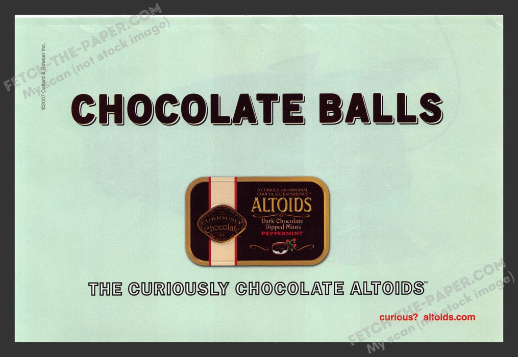 2007 Print Advertisement Chocolate Altoids "Chocolate Balls" Ad.