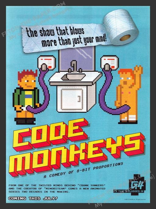 2007 Print Advertisement Code Monkeys Animated T.V. Show Ad.