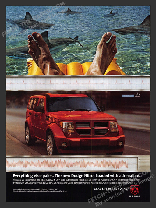 2007 Print Advertisement Dodge Nitro Loaded with Adrenaline Ad.