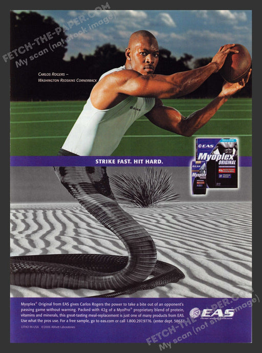 2006 Print Advertisement EAS Myoplex Carlos Rogers Cornerback Athlete Ad.