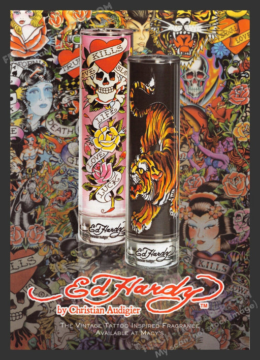 2008 Print Advertisement Ed Hardy by Christian Audigier Tattoo Inspired Ad.