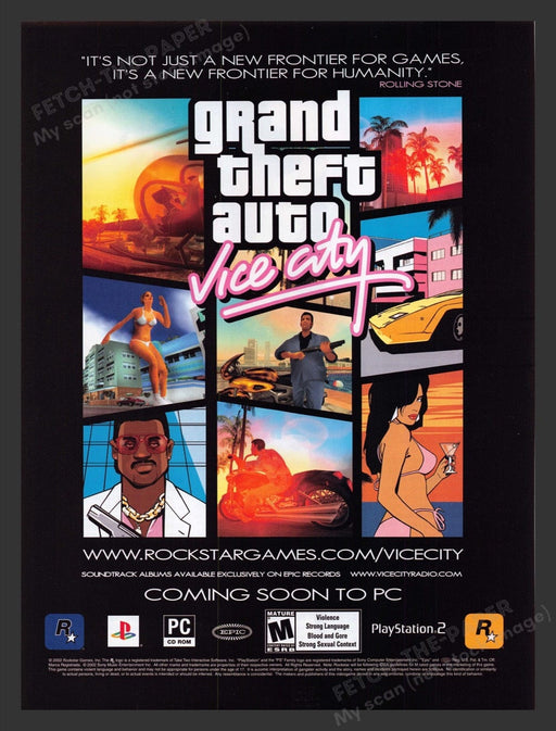 2003 Grand Theft Auto: Vice City Video Game Print Advertisement