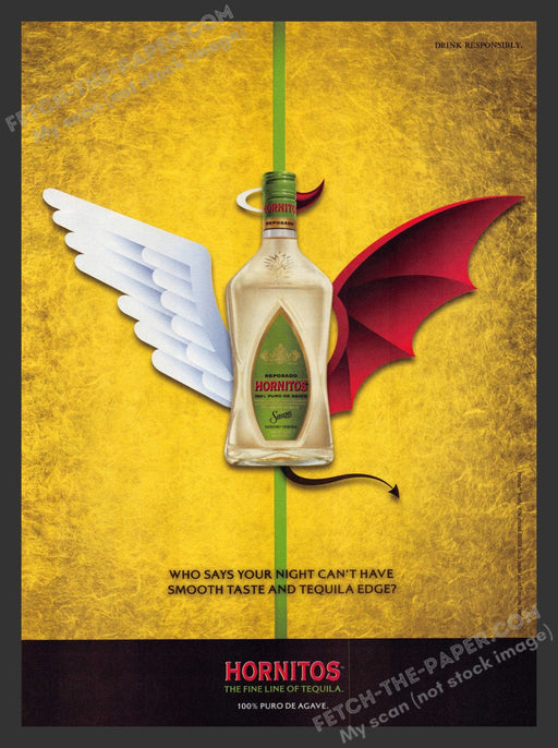 2008 Print Advertisement Hornitos Tequila Angel & Devil Bottle Alcohol Ad.