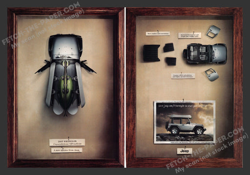 2006 Print Advertisement 2 Page Jeep Wrangler New Species "Insect" SUV Ad.