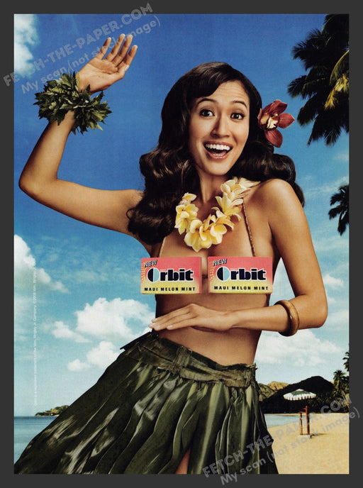 2008 Print Advertisement Orbit Maui Melon Mint Chewing Gum Hawaiin Girl Ad.