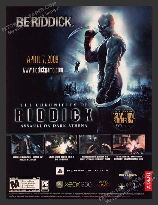 2009 Print Advertisement The Chronicles of Riddick Video Game Ad.