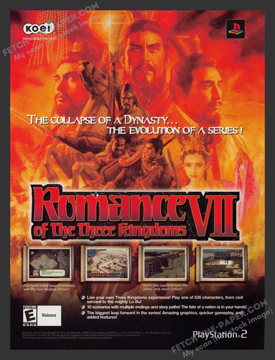 2002 Print Advertisement Romance of the Three Kingdoms VII Video Game Ad.