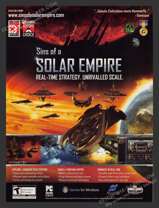 2008 Print Advertisement Sins of a Solar Empire Video Game Ad.