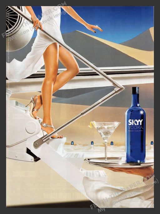2007 Print Advertisement Skyy Vodka #43 Dubai Sexy Legs Hair Plane Alcohol Ad.