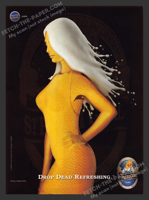2007 Print Advertisement St. Pauli Girl "Drop Dead Refreshing" Alcohol Ad.