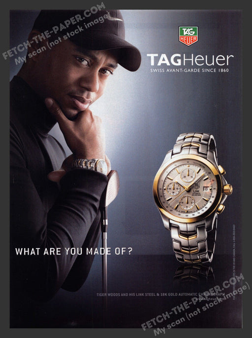 2006 Print Advertisement Tag Heuer Watches Tiger Woods Golf Athlete Famous Ad.