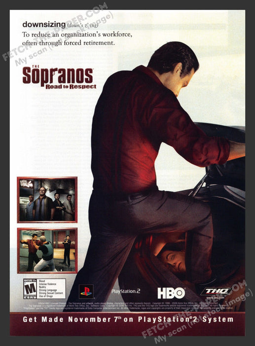 2006 Print Advertisement The Sopranos Road to Respect Video Game Ad.