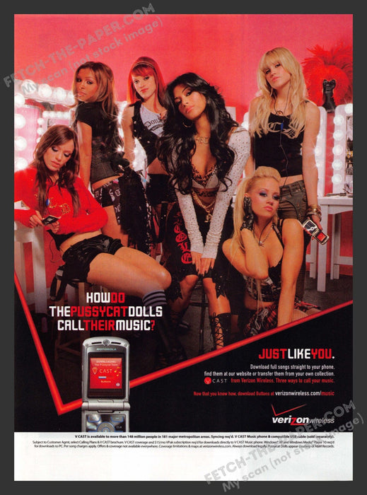 2006 Print Advertisement Verizon Wireless Cell Phone Pussycat Dolls Music Ad.