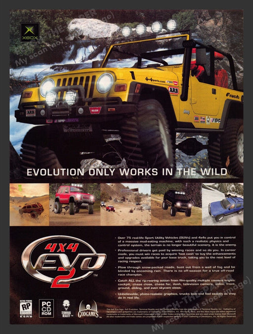 2001 4x4 EVO 2 Yellow Jeep Video Game Print Advertisement Fetch the Paper!
