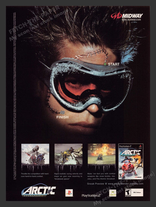 2001 Arctic Thunder Snowmobile Goggle Video Game Print Advertisement Fetch the Paper!