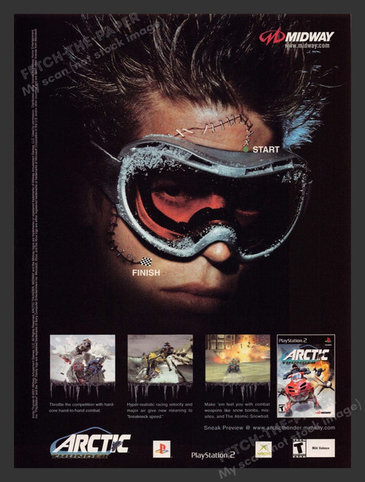 2001 Arctic Thunder Snowmobile Goggle Video Game Print Advertisement Fetch the Paper!