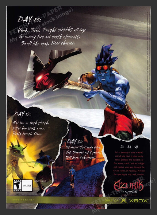 2001 Azurik: Go Elemental Video Game Print Advertisement Fetch the Paper!