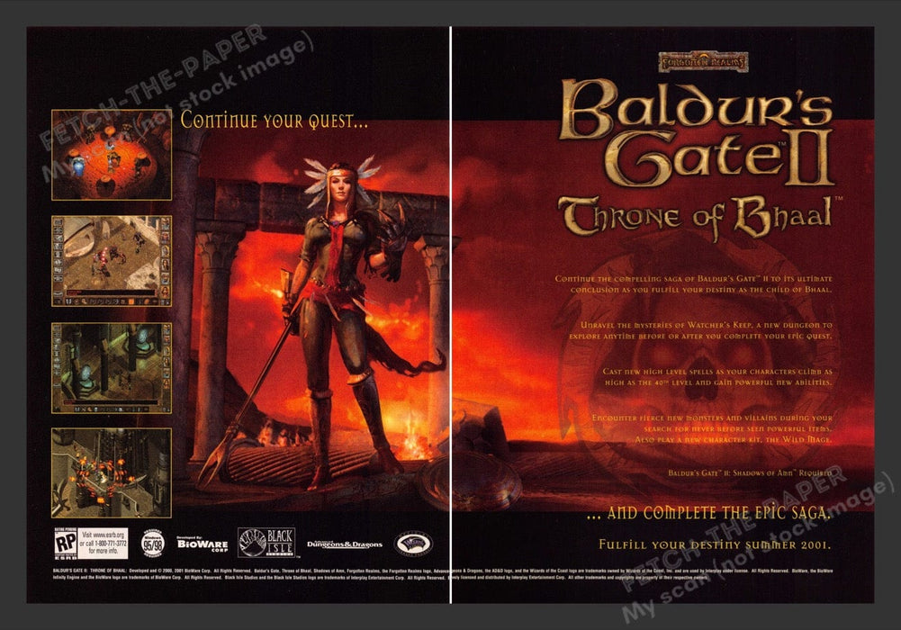 2001 Baldur's Gate II: Throne of Bhaal Video Game Print Advertisement (2 Pages)
