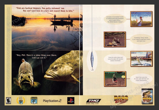 2001 Bass Strike Fishing Video Game Print Advertisement (2 pgs) Fetch the Paper!