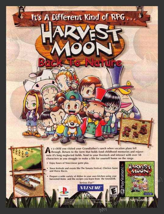 2001 Harvest Moon: Back to Nature Video Game Print Advertisement