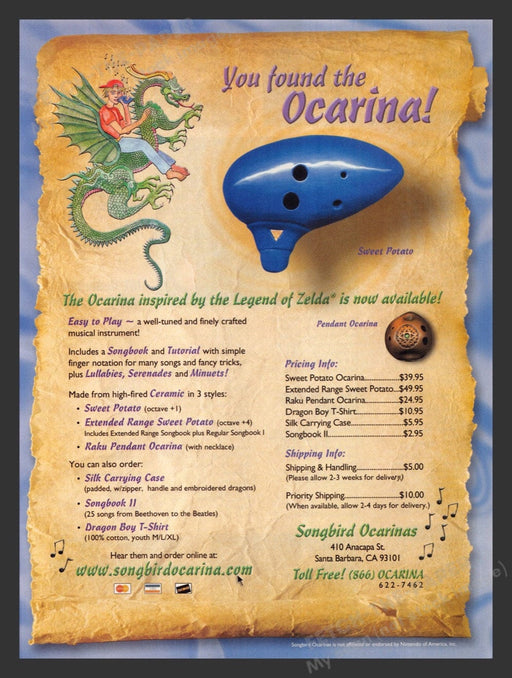 2001 Legend of Zelda Ocarina Sweet Potato Video Game Print Advertisement Fetch the Paper!