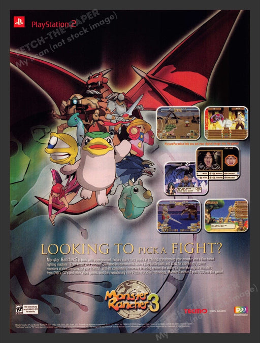 2001 Monster Rancher 3 "Looking to pick a fight" Video Game Print Advertisement Fetch the Paper!