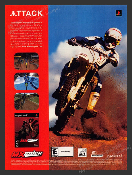 2001 MX Rider Motorcross PS2 Video Game Print Advertisement Fetch the Paper!