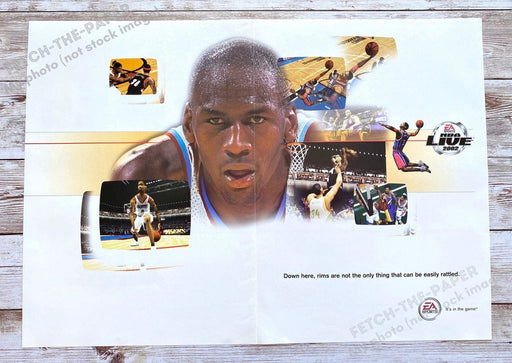 2001 NBA Live Basketball Michael Jordan Fold Out 10.5" x 15" Video Game Poster Fetch the Paper!