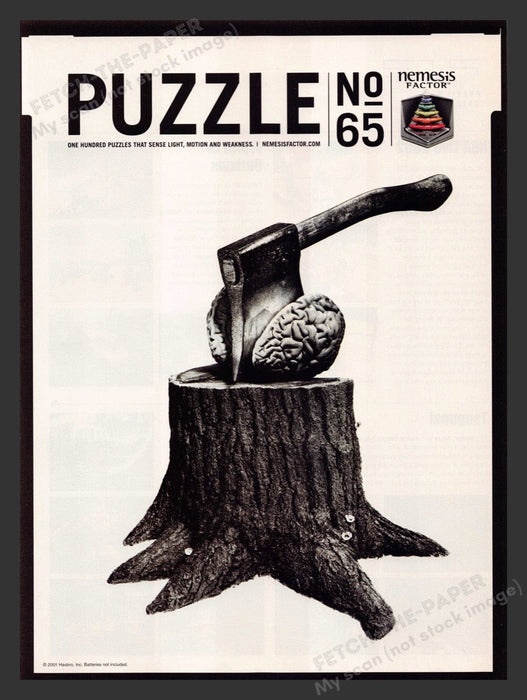 2001 Nemesis Factor Puzzle No. 65 Axe to the Brain Video Game Print Ad Fetch the Paper!