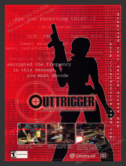 2001 Outtrigger International Counter Terrorism Video Game Print Advertisement Fetch the Paper!