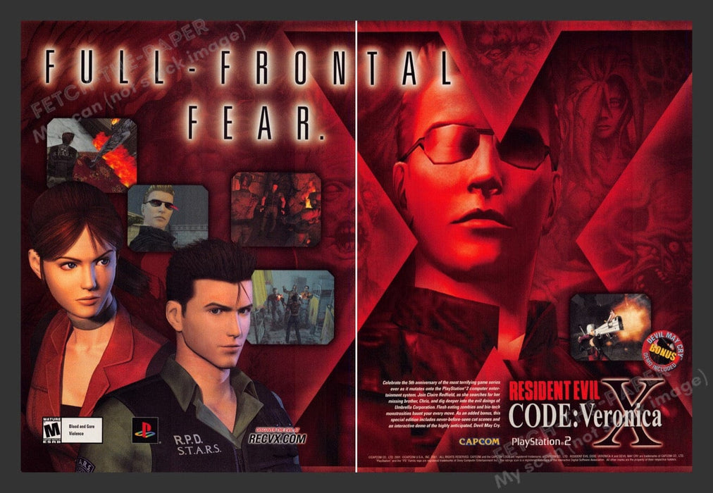 2001 Resident Evil X Code: Veronica Video Game Print Ad (2 pgs) Fetch the Paper!