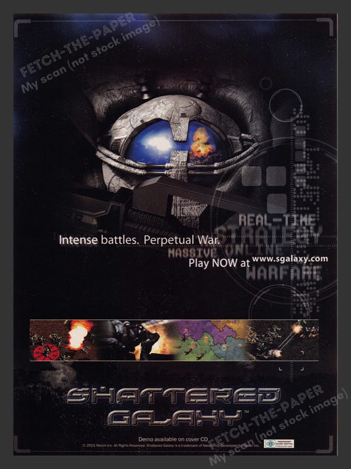 2001 Shattered Galaxy "Perpetual War" Video Game Print Advertisement