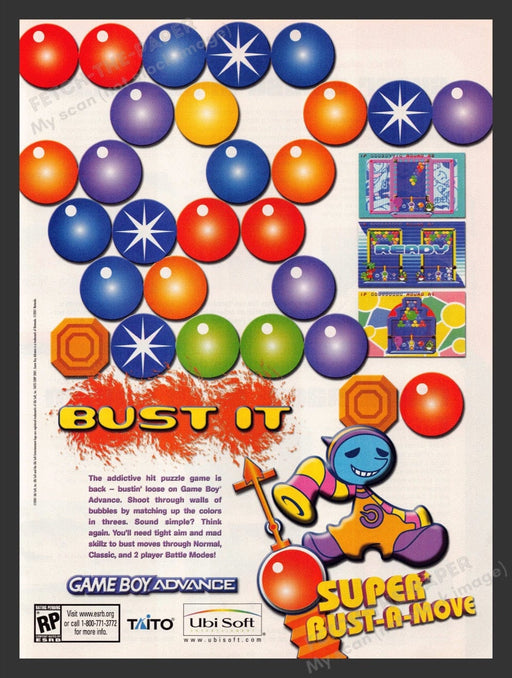 2001 Super Bust-a-Move Video Game Print Advertisement Fetch the Paper!