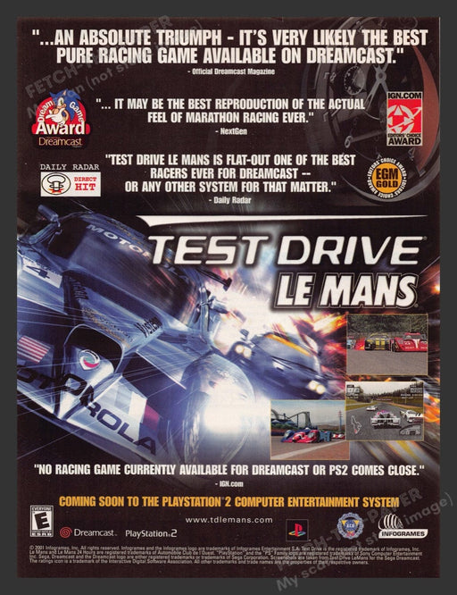 2001 Test Drive: Le Mans Video Game Print Advertisement