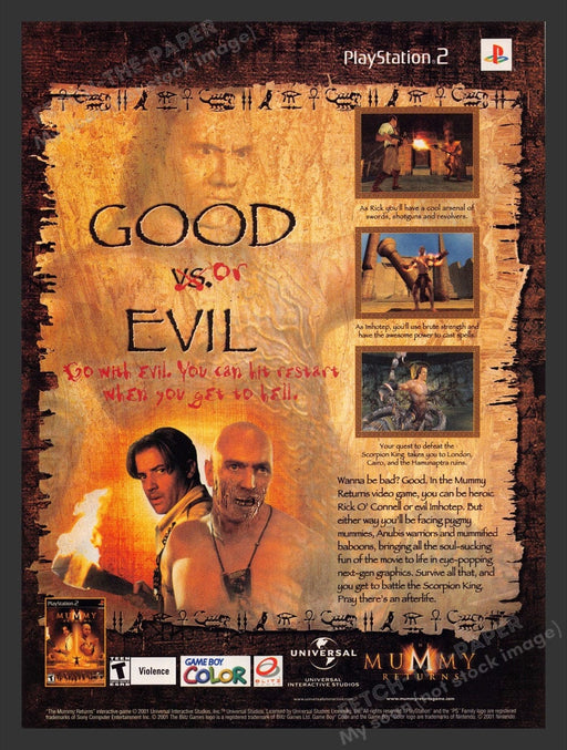 2001 The Mummy Returns "Good or Evil" Video Game Print Advertisement Fetch the Paper!