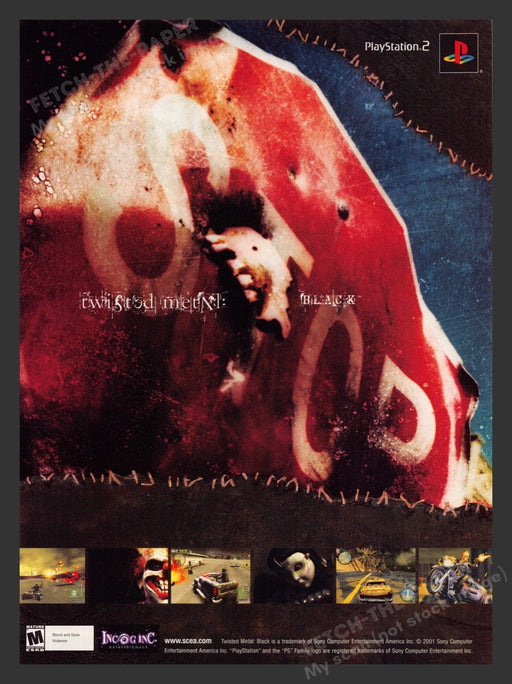 2001 Twisted Metal: Black Stop Sign Video Game Print Advertisement Fetch the Paper!