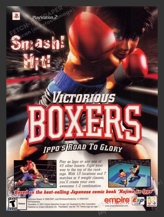 2001 Victorious Boxers: Ippo's Road to Glory Video Game Print Advertisement Fetch the Paper!