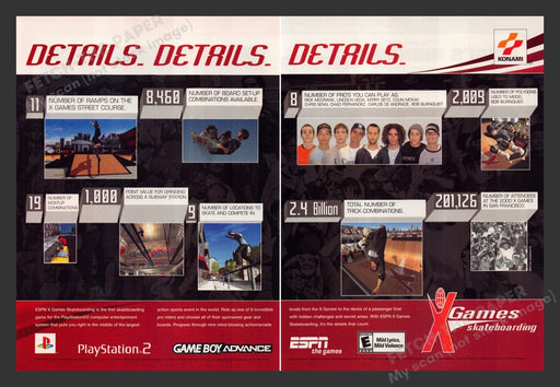 2001 X Games Skateboarding ESPN Games Video Game Print Advertisement (2 pgs) Fetch the Paper!
