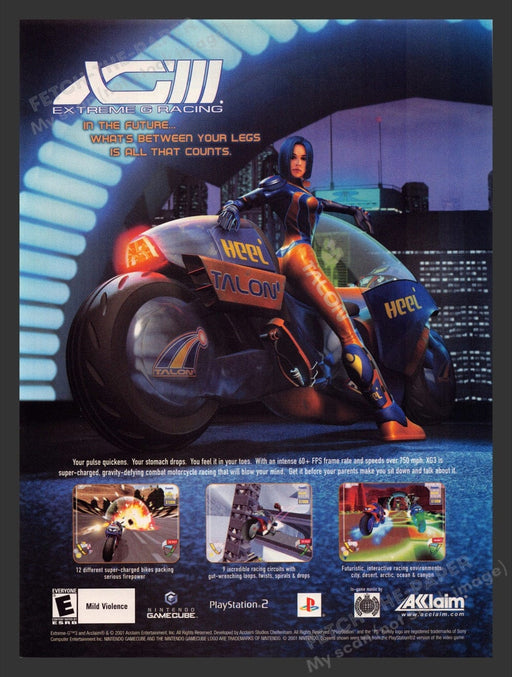 2001 XGIII: Extreme G Racing Video Game Print Advertisement Fetch the Paper!