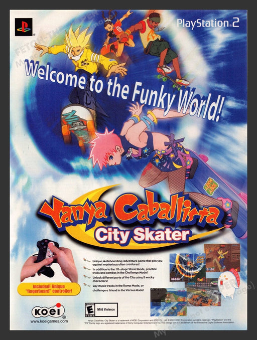 2001 Yanya Caballista: City Skater Video Game Print Advertisement Fetch the Paper!