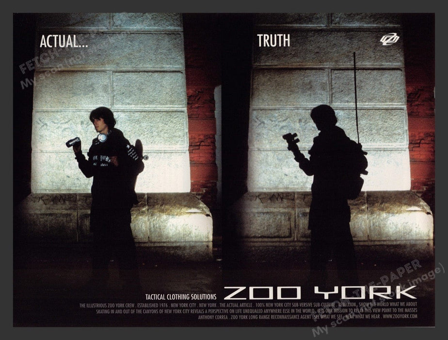 2001 Zoo York Tactical Clothing Solutions Video Game Print Advertisement Fetch the Paper!
